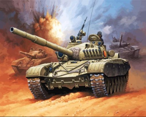 Battle Scene Tank paint by number