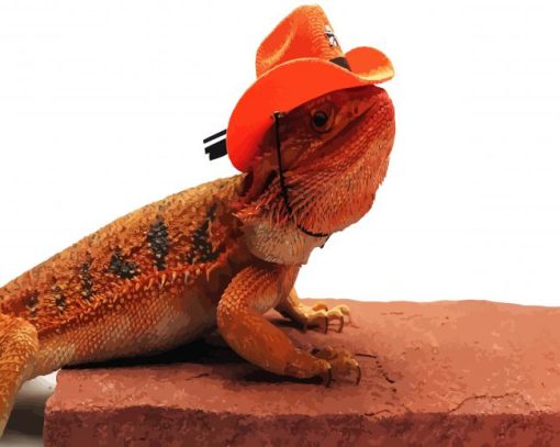 Bearded Dragon With Red Hat paint by numbers