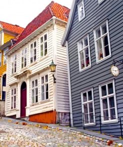Beautiful Houses In Bergen Norway paint by number