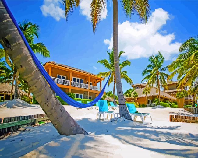 Belize Hotel View paint by number
