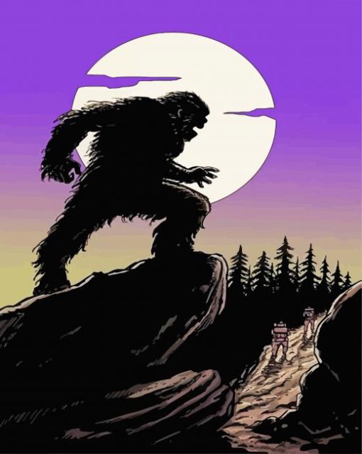 Aesthetic Bigfoot Silhouette paint by numbers