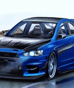 Blue Black Mitsubishi Lancer paint by numbers