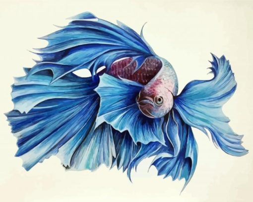 Aesthetic Blue Siamese Fish paint by numbers