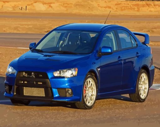Blue Mitsubishi Lancer paint by numbers