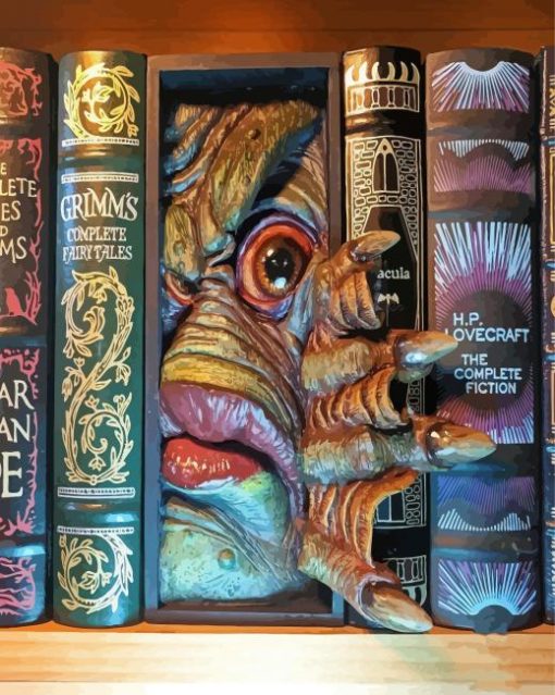 Aesthetic Bookshelf Monster paint by numbers