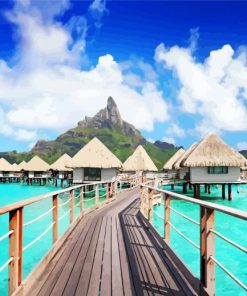 Broad Walk To Huts In Bora Bora paint by numbers