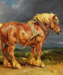 Adorable Brown Shire Horse Animal paint by numbers