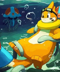 Buizel In Water Pokemon paint by numbers