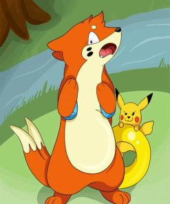 Buizel And Pikatchu Pokemon paint by numbers