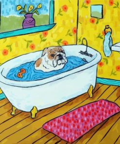Adorable Bulldog In Tub paint by numbers