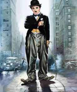Sad Charlie Chaplin Holding Flower paint by numbers