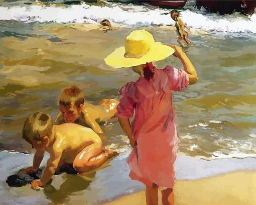 ChildrenOn Sea Shore Sorolla paint by numbers