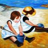 Two Little Cute Girls In The Beach paint by numbers