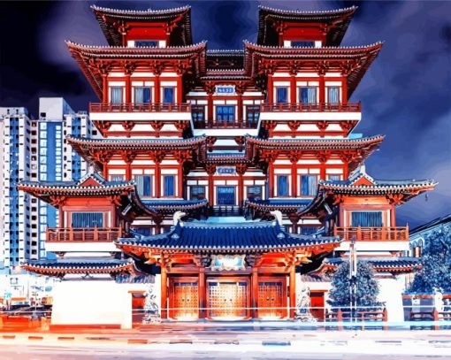 Chinatown Buddha Tooth Relic Temple paint by numbers