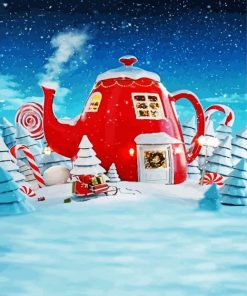 Christmas Kettle House Animation paint by numbers