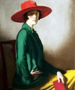 Classic Girl In A Red Hat And Green Dress paint by numbers
