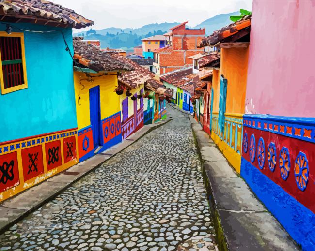 Columbia Guatape Streets paint by numbers