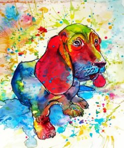 Colrful Basset Dog paint by numbers