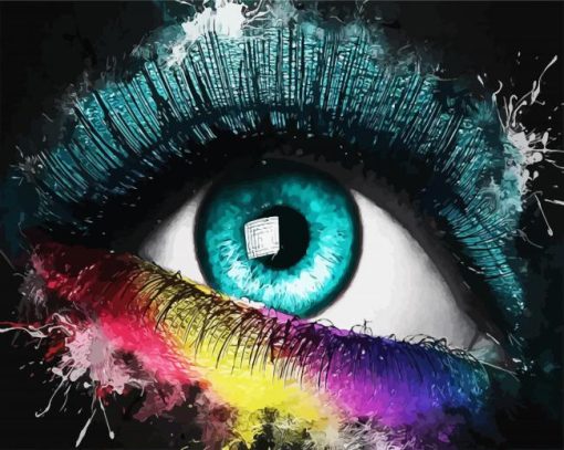 Colorful Eye Splash Art paint by numbers