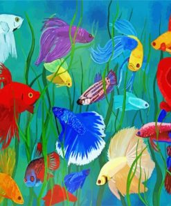 Adorable And Colorful Siamese Fishes paint by numbers
