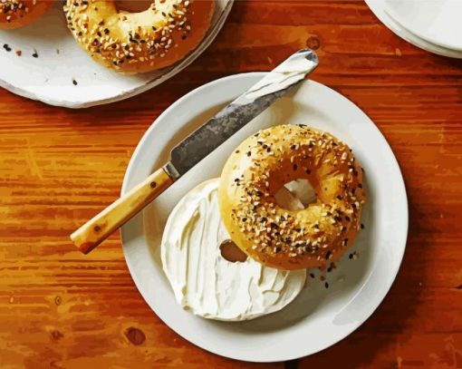 Bagles With Cream Cheese Food paint by numbers