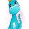 Adorable Blue Baby Dinosaur paiinit by numbers