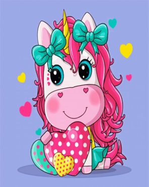 Cute Unicorn With Pink Hair paint by numbers