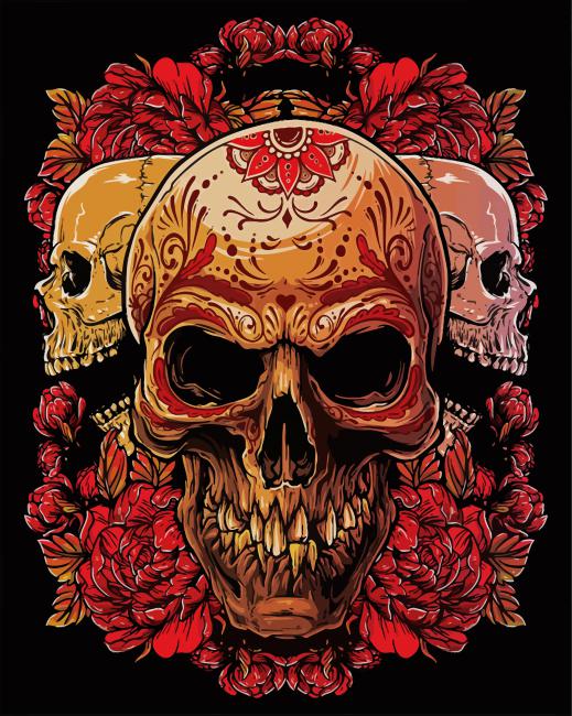 Dead Skulls Roses paint by numbers