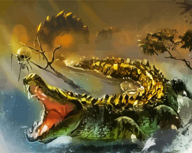 Deadly Huge Crocodile paint by numbers