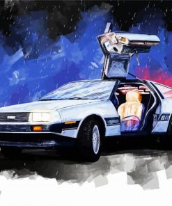 Colorful Delorean Car paint by numbers