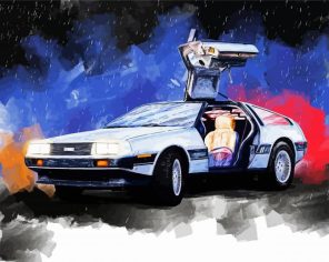 Colorful Delorean Car paint by numbers