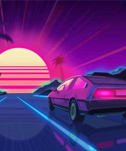 Aesthetic Delorean Illutration paint by numbers