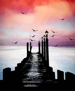 Dock Silhouette At Sunset paint by numbers