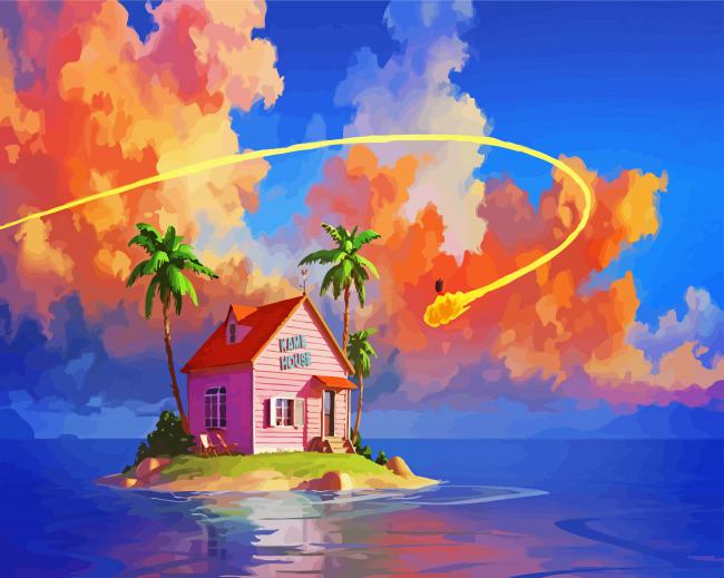 Dragon Ball Z Kame House Animation paint by numbers