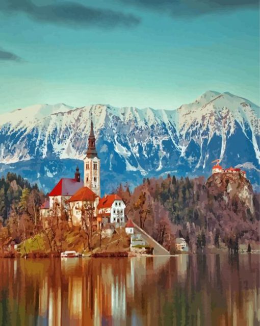 Europe Lake Bled Slovenia paint by numbers