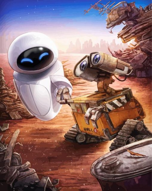 Eve And Walle The Robot paint by numbers