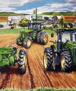 Farm Green Tractors paint by numbers