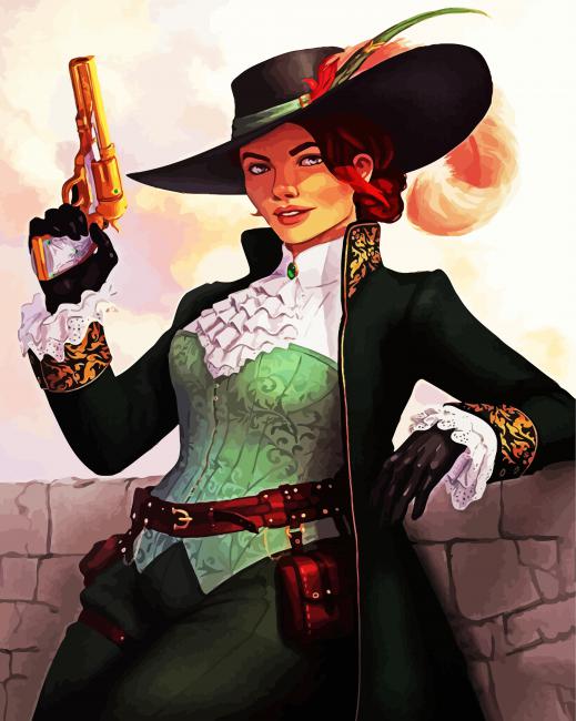 Female Gunslinger paint by numbers