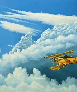 Flying Yellow Biplane paint by numbers