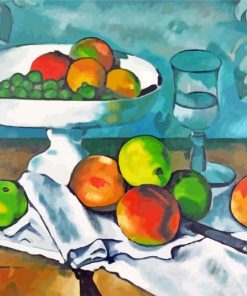 Fruits Bowl Glass And Apples Cezanne paint by numbers