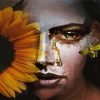 Girl Crying And Sunflower paint by numbers