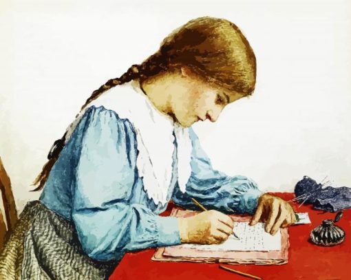 Girl Writing Letter Art paint by numbers