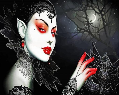 Gothic Vampire Woman paint by numbers