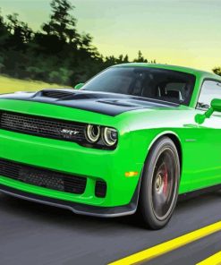 Greeen Dodge CHallenger Hellcat Car paint by numbers