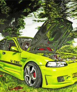 Greeen Honda Civic Car paint by numbers