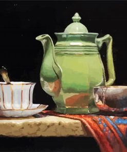 Green Teapot Art paint by numbers