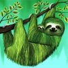 Hanging Green Sloth With His Mother paint by numbers