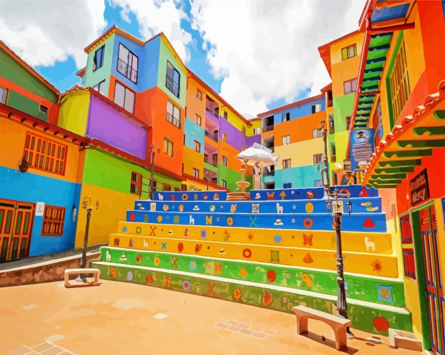 Guatape Colorful Houses paint by numbers