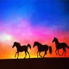 Horses Herd Silhouette paint by numbers
