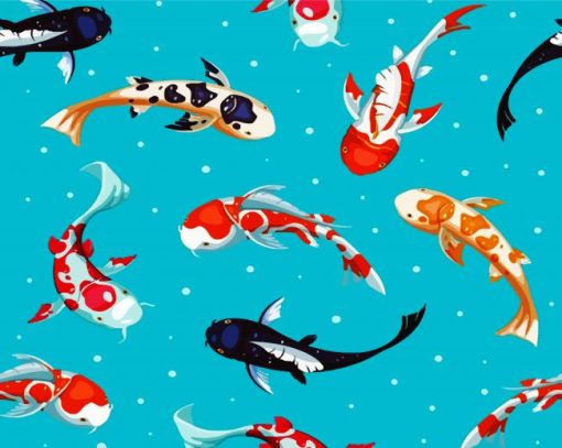 Illustration Koi Crap Fish paint by numbers